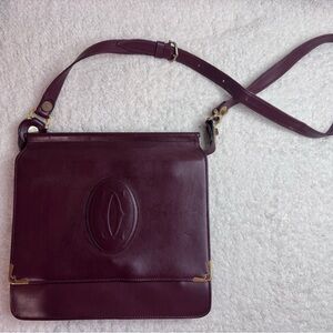 Cartier Vintage Bordeaux Leather Shoulder Bag Messenger/Crossbody